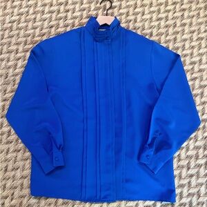 Vintage Hill Archer Blouse - Women's 10 Blue - Button Down Shirt